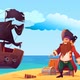 Cartoon Pirate On Treasure Island  - VideoHive Item for Sale
