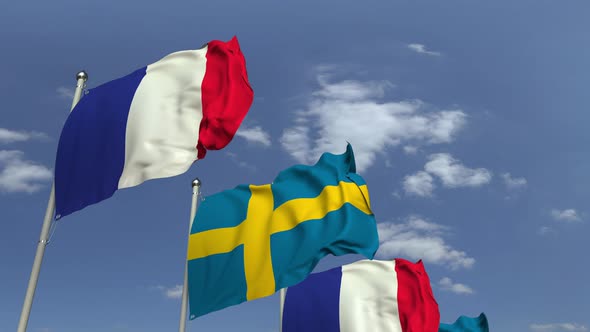 Many Flags of Sweden and France