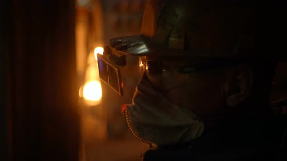 Metallurgist at Work By the Blast Furnance, Iron and Steel Works