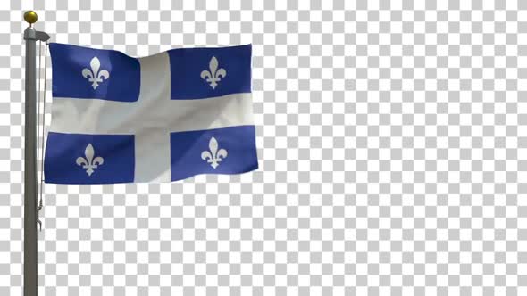 Quebec Flag (Canada) on Flagpole with Alpha Channel - 4K