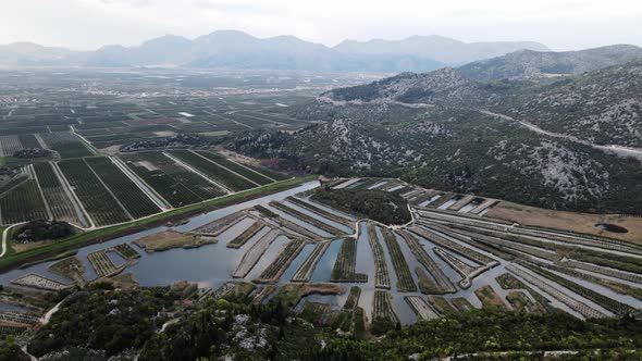 The mountains and farm land in Croatia.