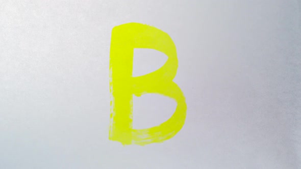 Painting alphabet on white paper, Slow Motion