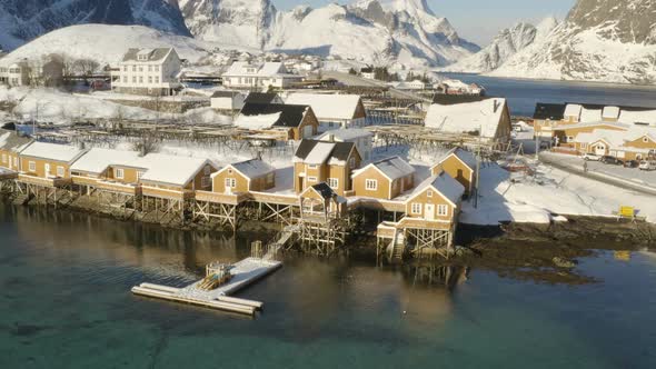 Winter Lofoten Shore Aerial View 7