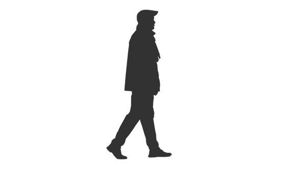 Silhouette of Walking Elegant Man   alt