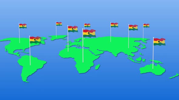 Ghana Wavy Animated On Earth Map