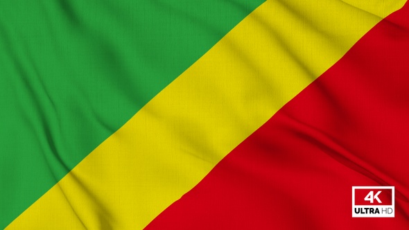 Congo Republic Flag Waving Slowly Looped