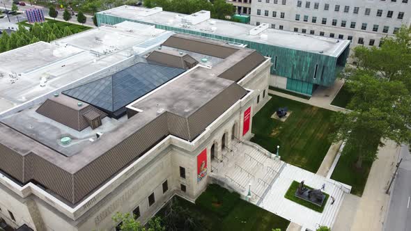 Columbus Museum of Art in Downtown Columbus, Ohio.  Aerial Drone footage