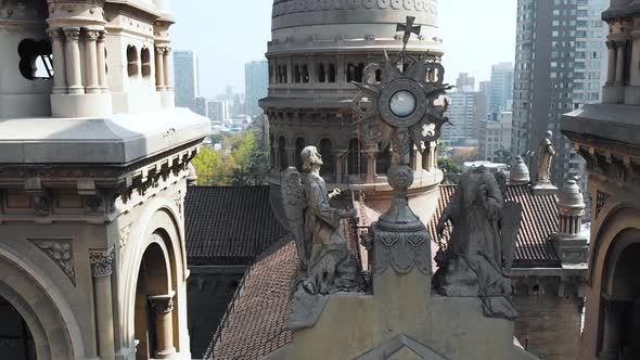 Cathedral, Basilica Sacramentinos, Catholic Church (Santiago, Chile) aerial view