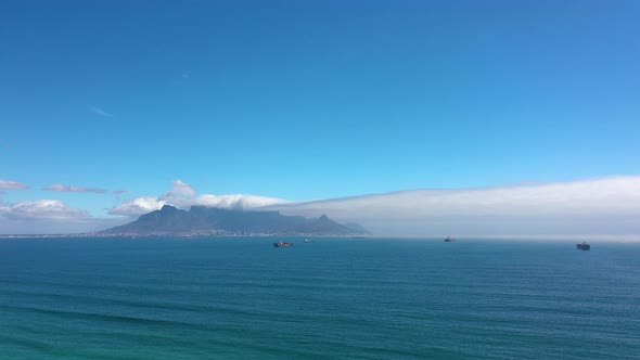 Gyperlapse Clouds Over Table Mountain on a Sunny Day Pan Shot