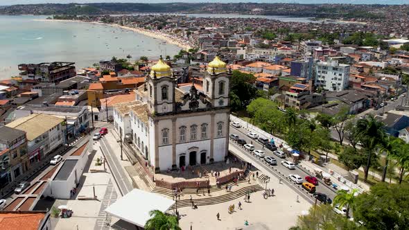 Downtown of Salvador Bahia Brazil. Historic buildings at tourism postalcard.