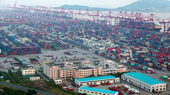 Shanghai Cargo Yangshan Port of Shengsi in China Timelapse