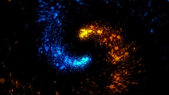 Merging Of Blue And Orange Particles