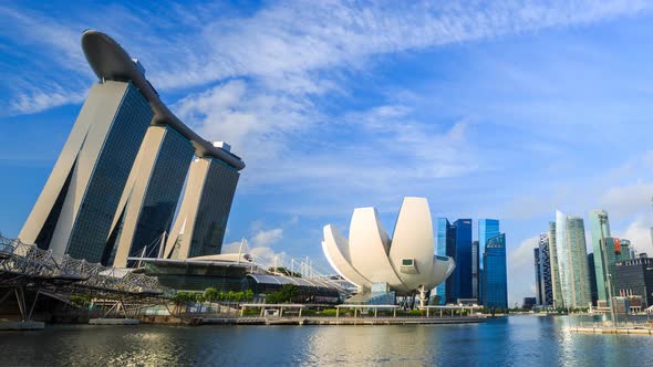 4k Time-lapse of view of cityscape of Singapore city