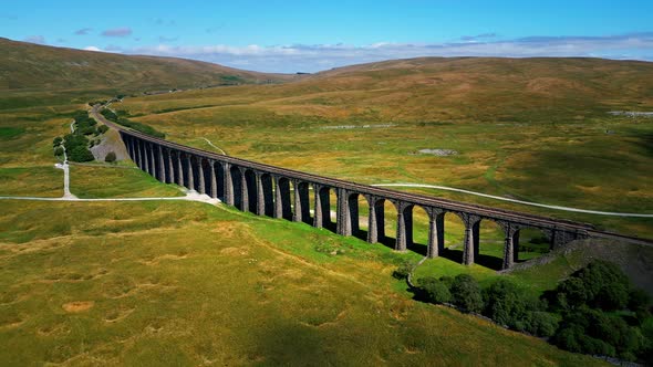 Ribblehead Viaduct at Yorkshire Dales National Park  Aerial View  Travel Photography