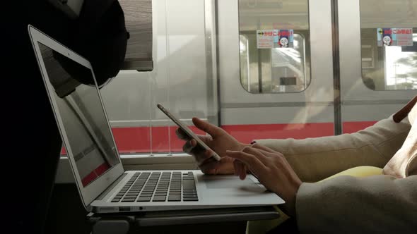 Working  Woman in Train