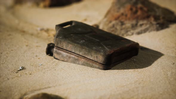 Old Rusty Fuel Canister in the Desert alt