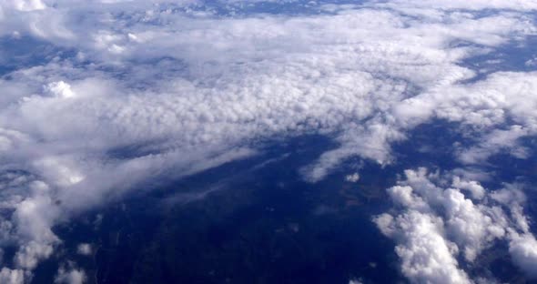 Blue Sky and Clouds from Plane, Real Time 4K