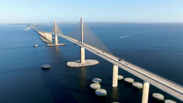 Aerial View of Sunshine Skyway Bridge, Tampa Bay