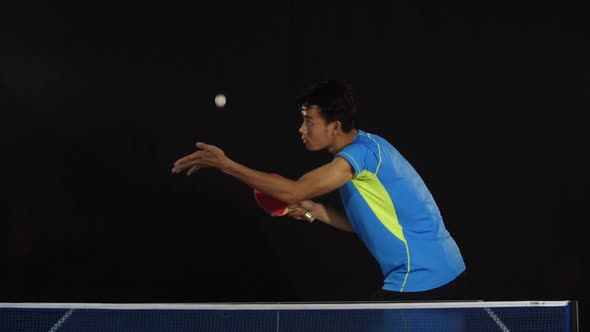 Table Tennis Player Serving