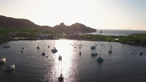 Aerial View on Seashore of Lipari Island.