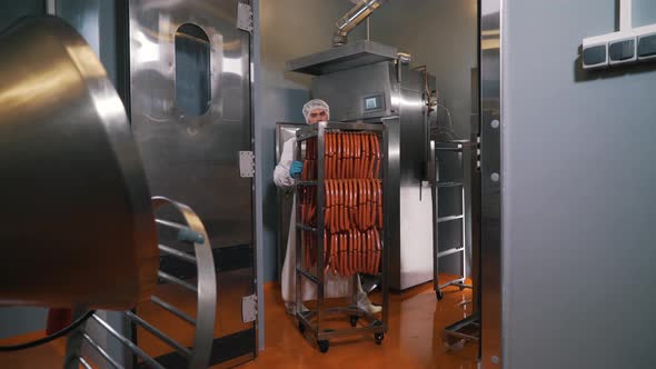 a Worker at Sausage Production Workshop