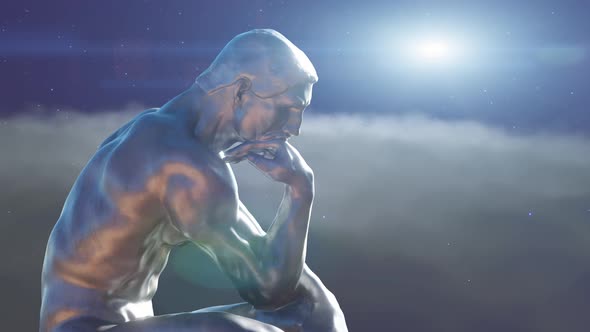 thinker man, a concept of the philosophy of learning and logic 3d render