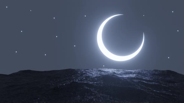 Moon reflected on the sea surface