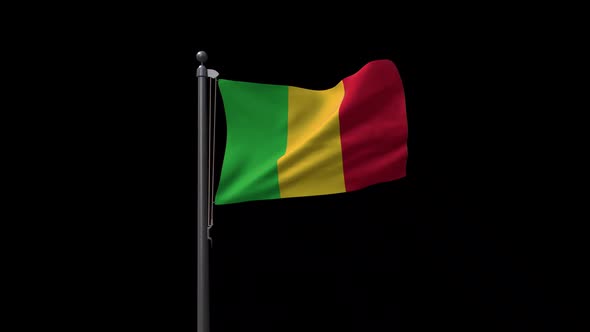 Mali Flag On Flagpole With Alpha Channel
