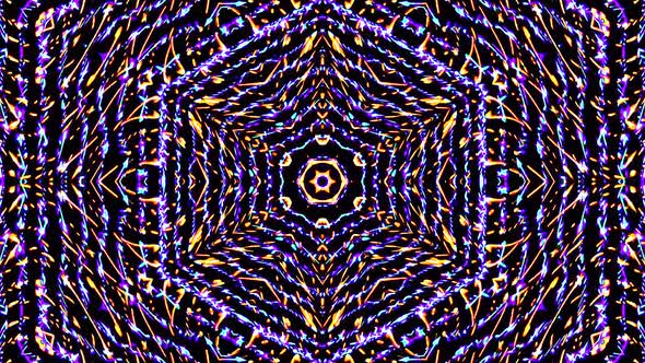 Bright abstract light governing full color, kaleidoscope, black background