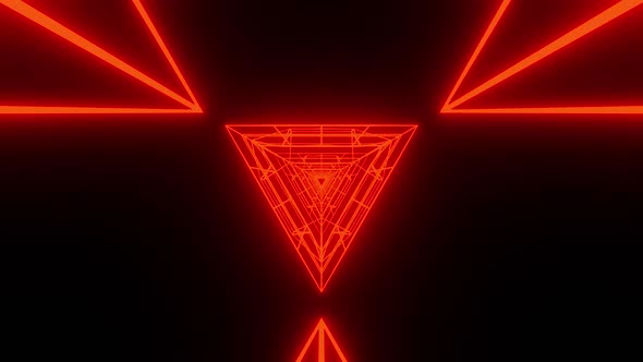 Red Hell Neon Triangle Movement Tunnel Background Vj Loop HD