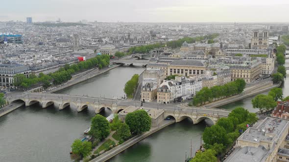 Aerial view of Paris and Cite island