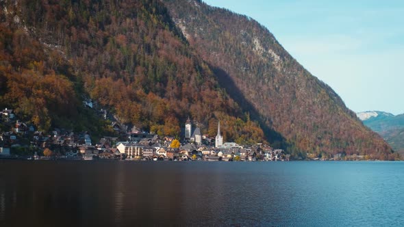 Autumn in Famous Tourist Destination Serene Town Hallstatt in Austria