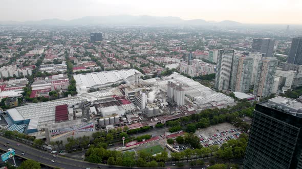drone shot of an old beer factory in mexico city