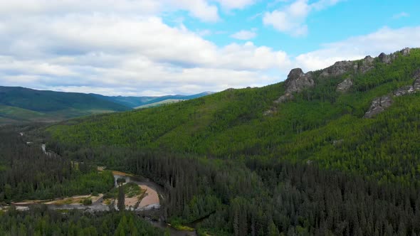 4K Drone Video of Chena River at Angel Rocks near Chena Hot Springs Resort in Fairbanks, Alaska