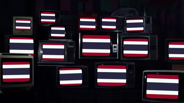 Thailand Flags on Retro TVs.