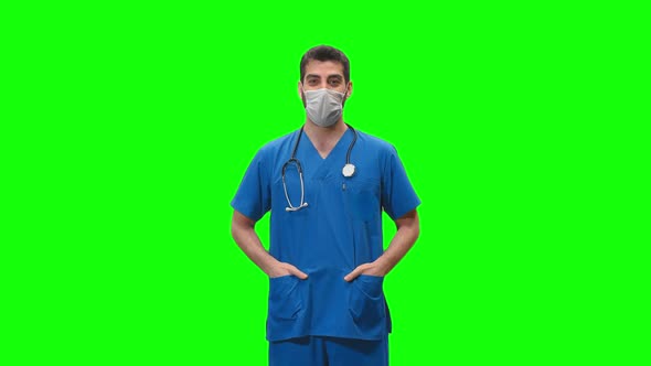 Male Doctor or Nurse Green Screen