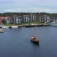 Yacht on the Background of the City of Denmark - VideoHive Item for Sale