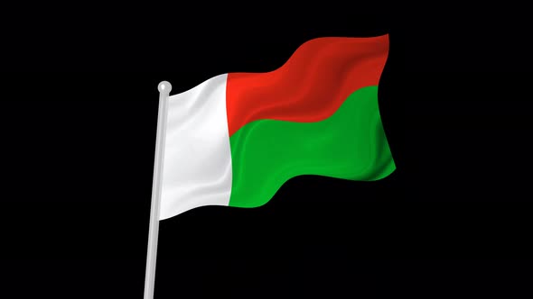 Madagascar Flag Wavy Animated On Black Background