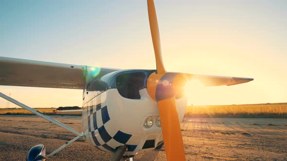 Close Up of Cropeduster's Nose with a Propeller on It in Rays on Sun