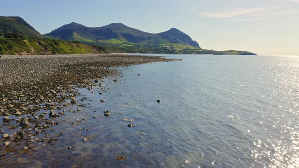 Aerial - Wales Landscape of Llyn Peninsula & Yr Eifl Mountain - Breathtaking View