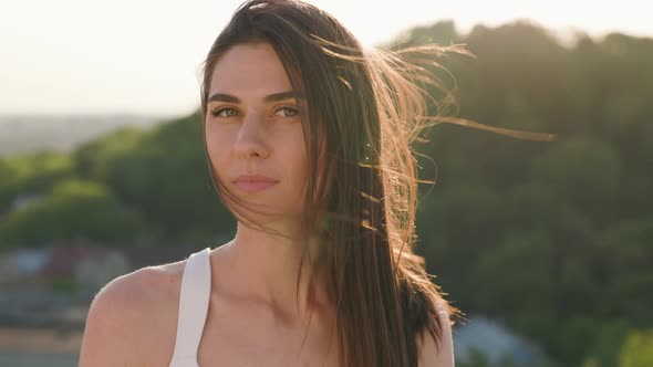 Close Up Portrait of Young Beautiful Brunette Woman