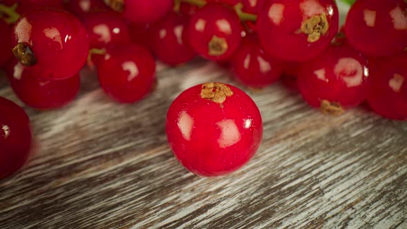 Redcurrants on a Wooden Table