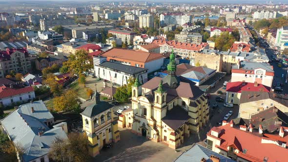 Drone Video - Aerial View of Ivano-Frankivsk City Historical Center