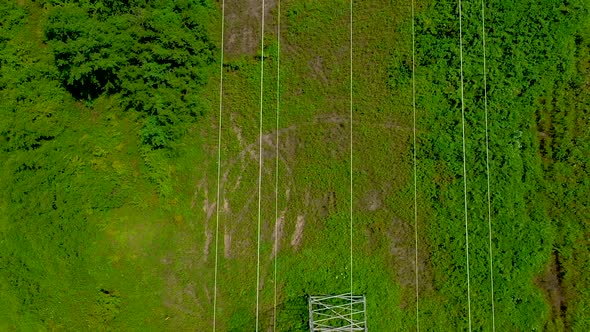 View from above. Electricity Pylons in the Rural Scene