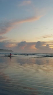 Vancouver Island Canada Tofino Beach with Surfers During Sunset