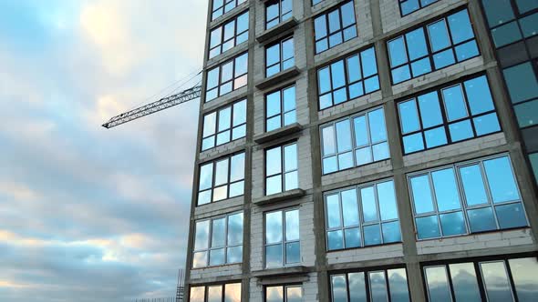 Aerial View of High Residential Apartment Building Under Construction