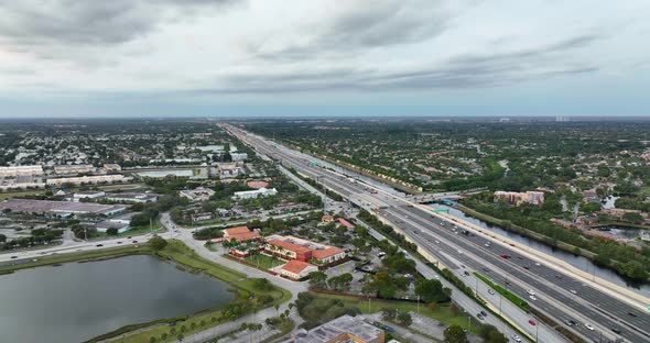 Aerial Drone Footage Expressway 595 Plantation Florida Broward County