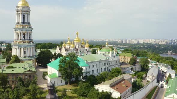 Magical Aerial View of the Kiev Pechersk Lavra Monastery