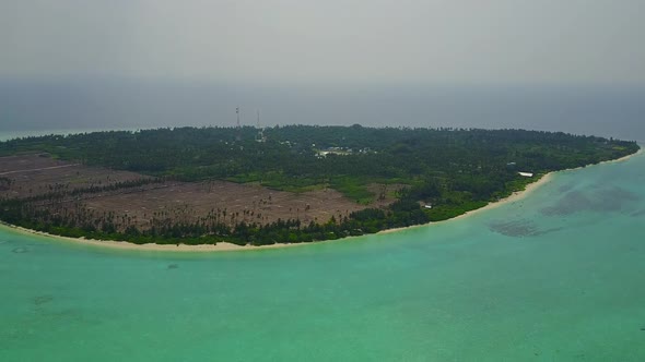 Aerial drone texture of island beach time by blue ocean with sand background