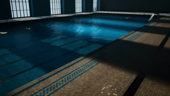 The View of an Empty Public Swimming Pool Indoors